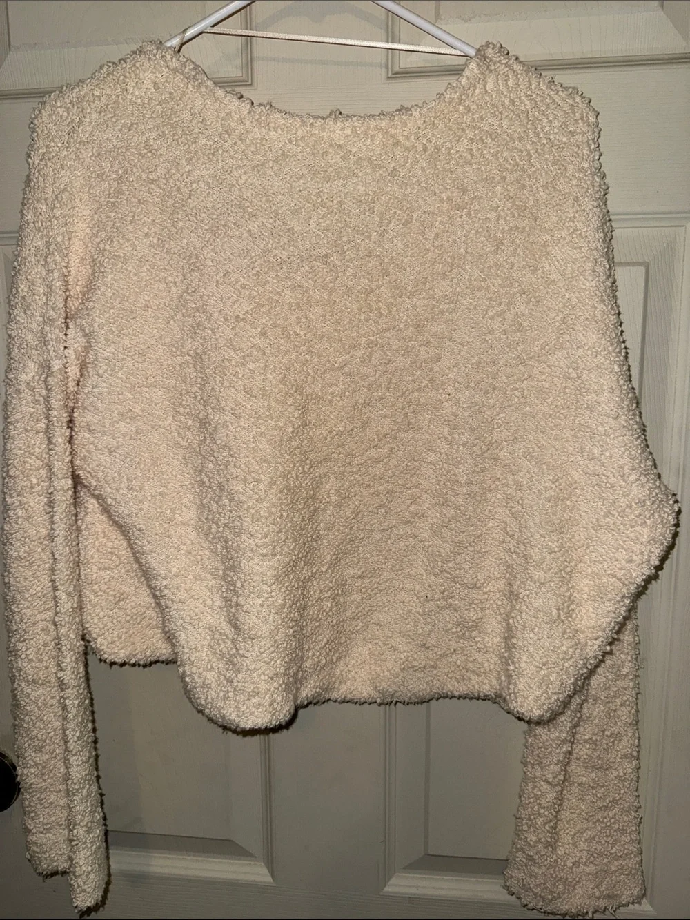 Free People Plush V-Neck Sweater in Ivory